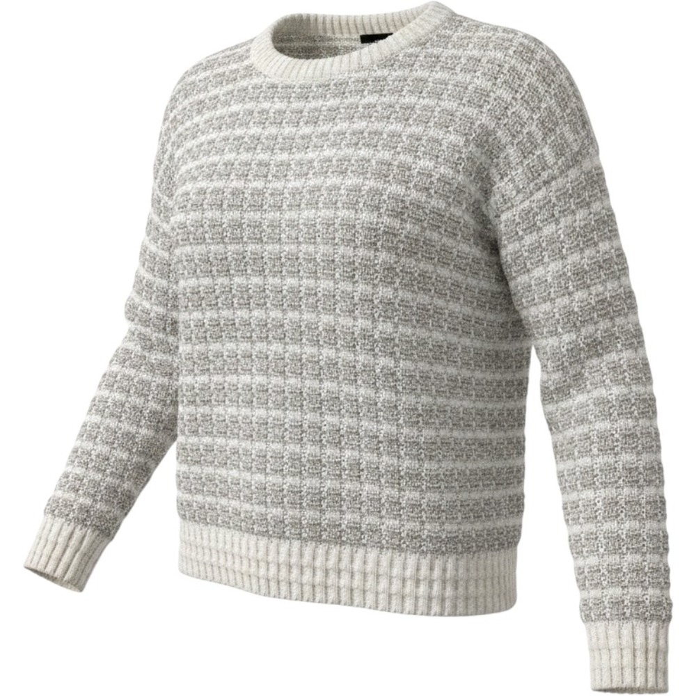 K by Kinnucan's Womens Knit Sweater Gray White Crew Neck Casual
